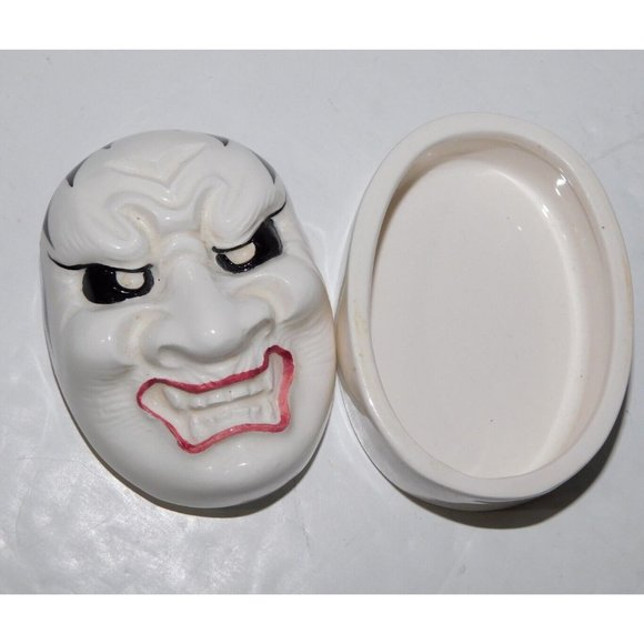 VTG Taste Setter By Sigma Japan Kabuki mask Angry Face White  3" Trinket Box - Picture 2 of 6